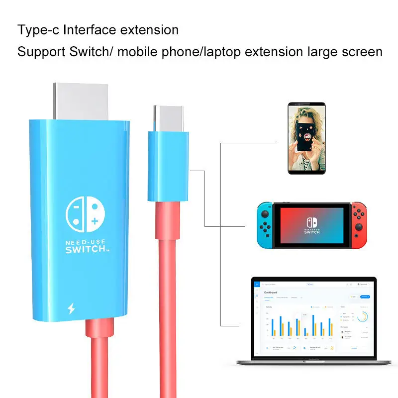 2M 4K@60HZ USB-C to HDMI-compatible Cable for Switch TV HD Projection Fast Charging Line for Nintendo Switch PC Phone Tablet