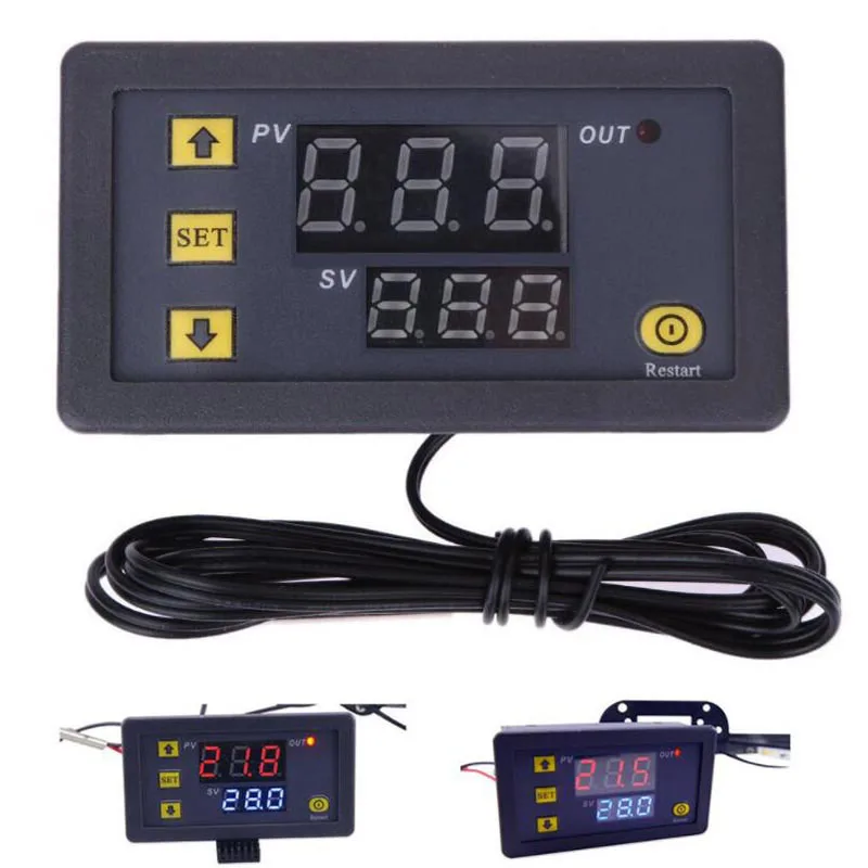 W3230 12v 24v 110v 220v AC DC LED Digital Display Temperature Controller Thermostat Sensor Regulator Heating/Cooling Control