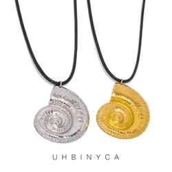 Stainless Steel Big Conch Shell Pendant Necklaces Women Statement Metal 18K Gold Plated Waterproof Trendy Jewelry