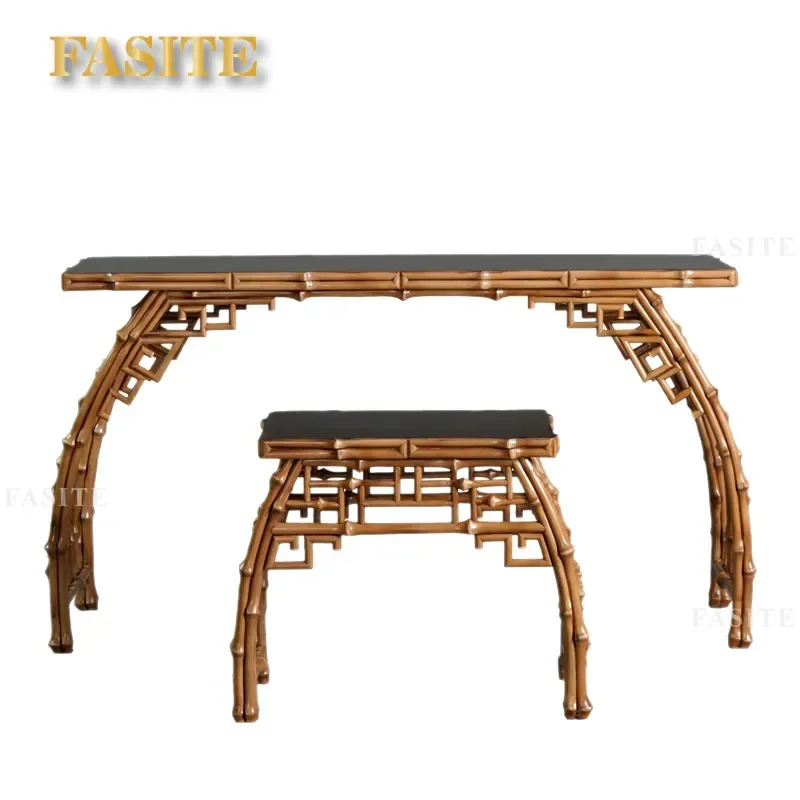 For Bamboo Handmade Classical Piano Table Zen Calligraphy Desk Antique Tea Table Guqin Resonance Stand Stool Combo Furniture
