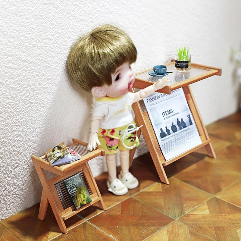 1:6 1:12 Dollhouse Miniature Table Corner Table Coffee Table Tea Table Storage Rack Model Living Room Dining Furniture Decor Toy