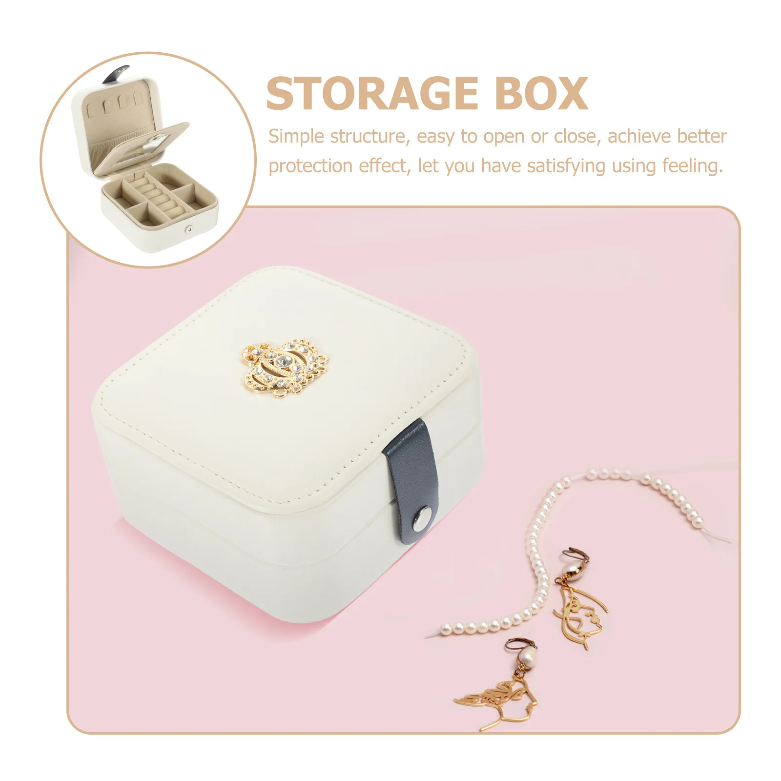 

Jewelry Box For Necklace Earrings Bracelet Storage Portable Organizer Travel Trinket Case Desktop Holder Gift Decorative Storage