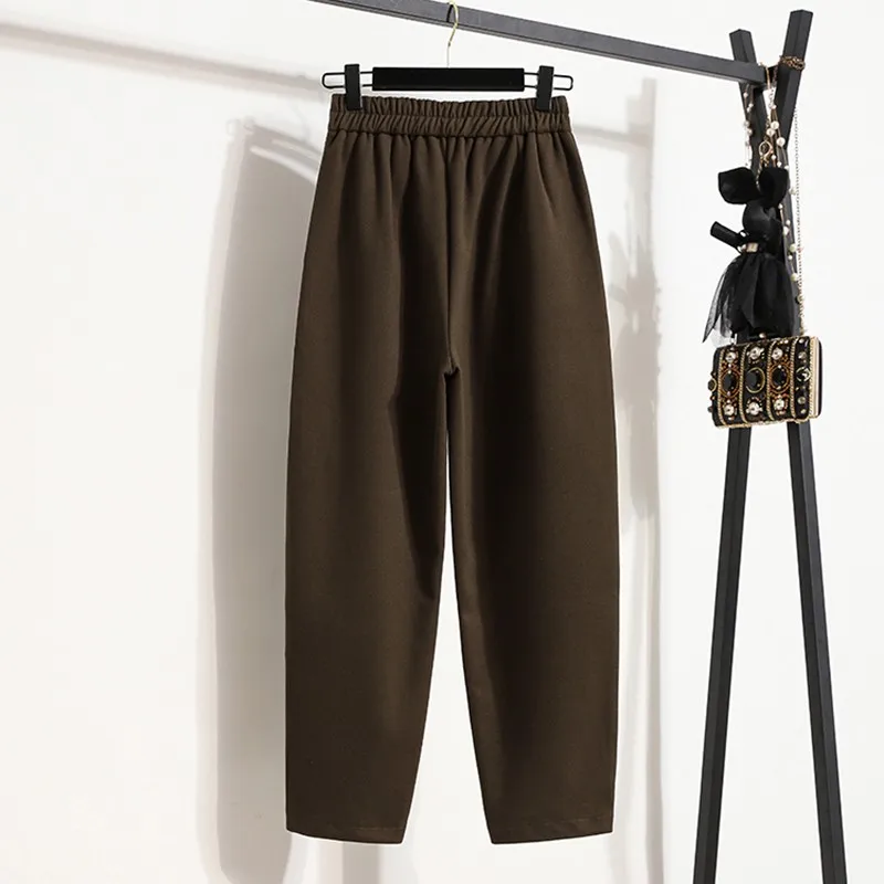 Women Ankle-length Casual Pants New Arrival 2022 Spring Simple Style All-match Woolen Ladies High Waist Harem Pants B1605