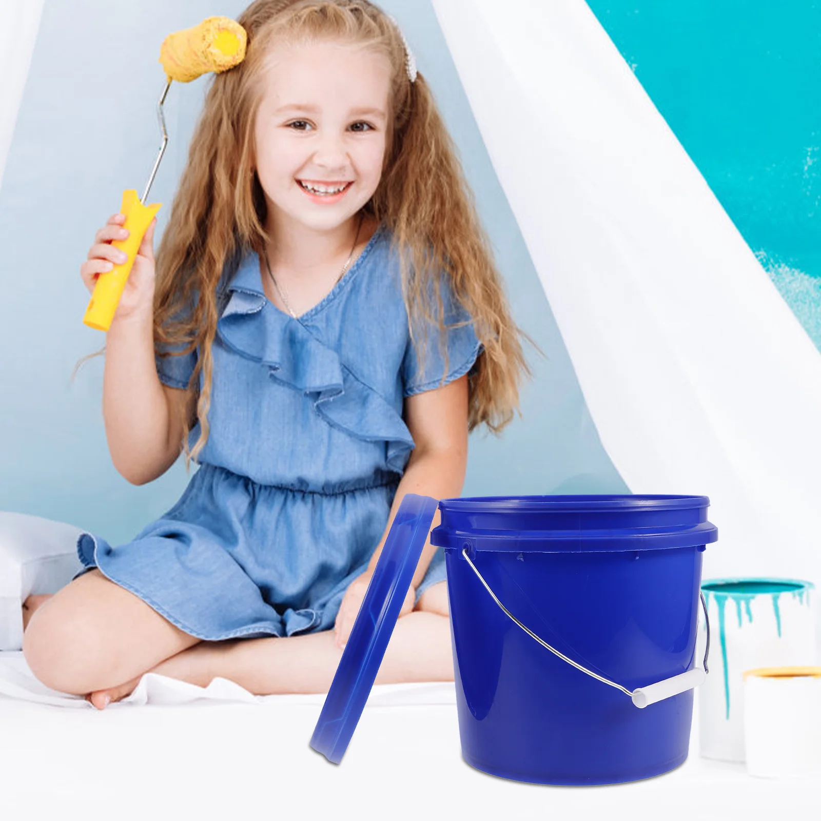 

Plastic Bucket Paint Pail Durable PP Paint Container with Handle Wide Mouth Lid Spill Proof for Outdoor Painting Storage