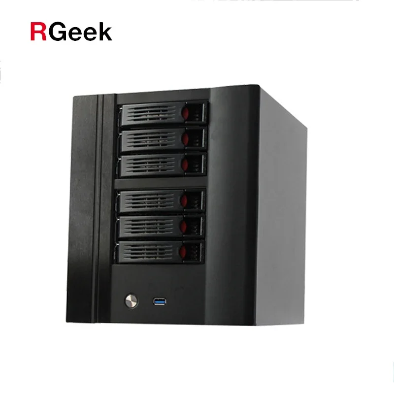 RGeek 6 Bay NAS Server Case Mini ITX ATX PC Tower Chassis