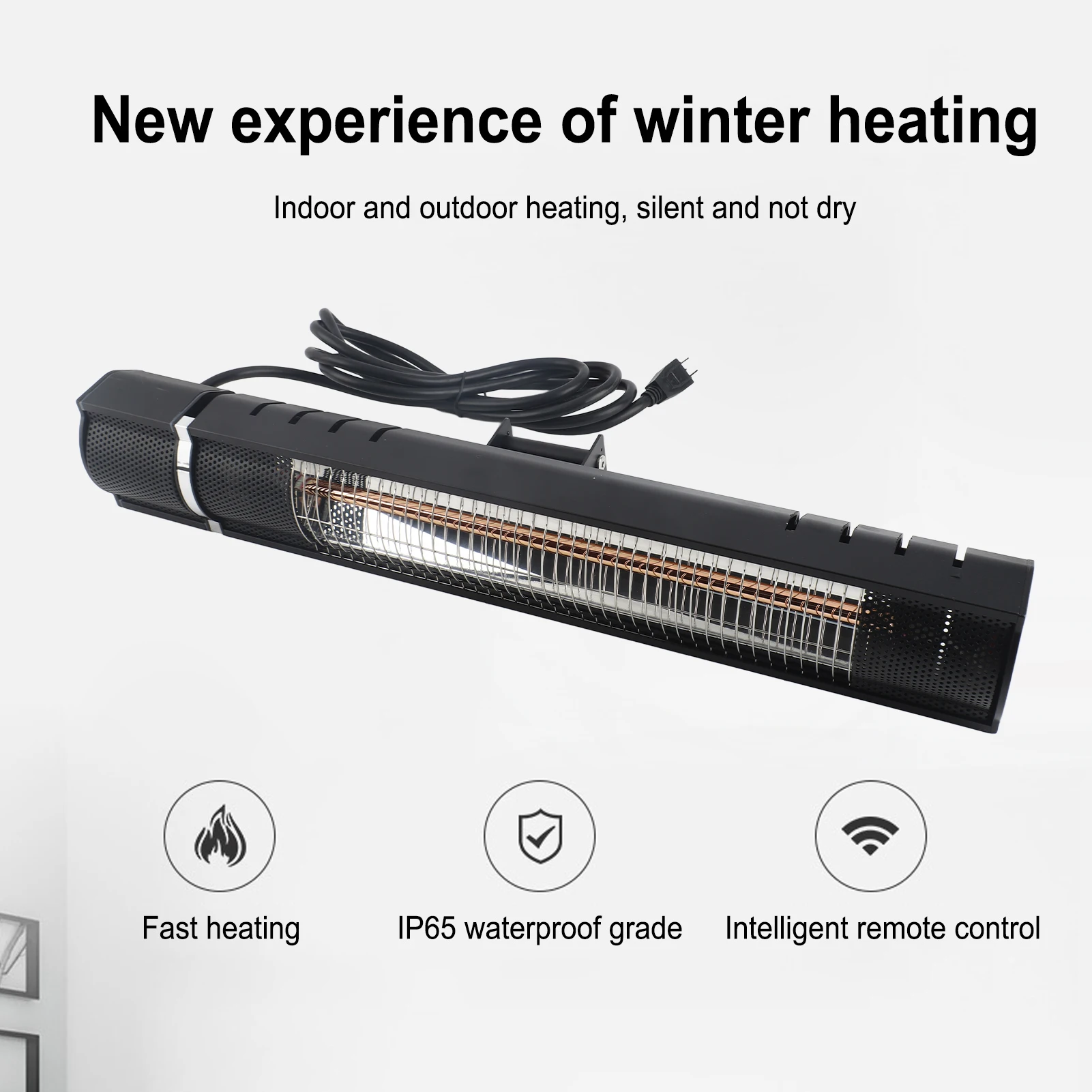 Elektrische Außenheizung mit Fernbedienung, 3-Gang-IP65-Infrarot-Terrassenheizung für Restaurant-Hinterhof
