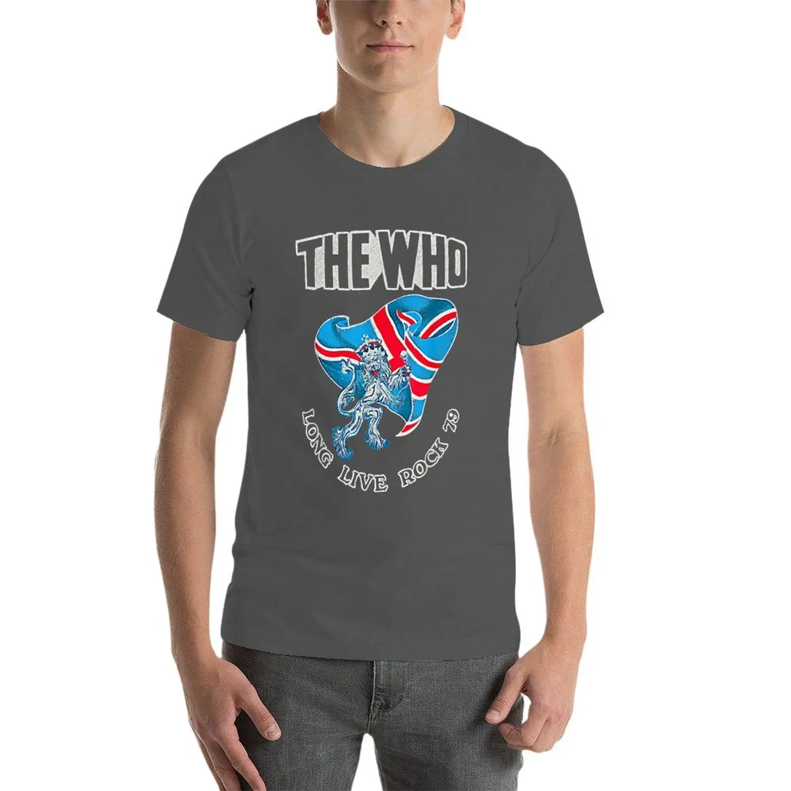 تي شيرت The Who Official Long Live Rock 79 تي شيرت للرجال جرافيك مضحك من القطن الأسود تي شيرت عادي للرجال حزمة تي شيرت
