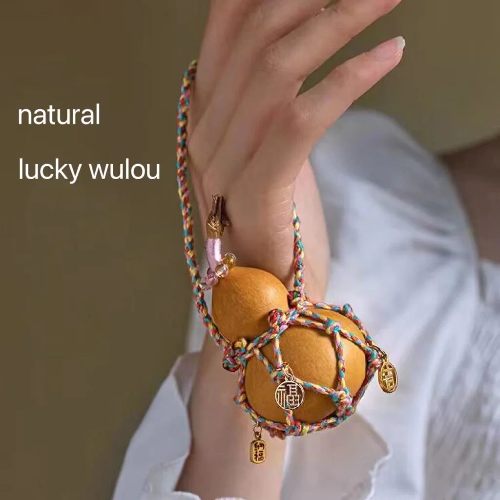 

Natural Lucky Wulou Ornaments Cultural Play Hand Toy Gourd for Keychain Bag Car Pendants Pretty Men Women Christmas Decor Gifts