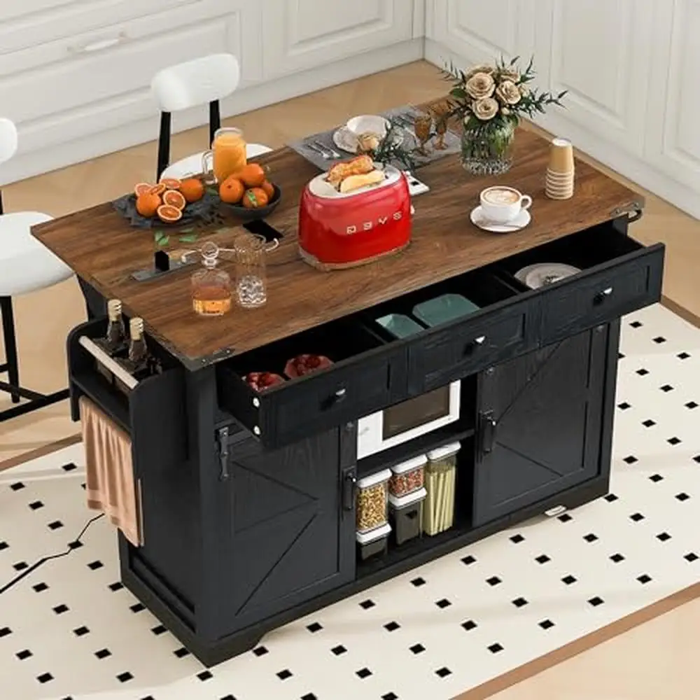 Kitchen Island Cart with Power Outlets 53.8