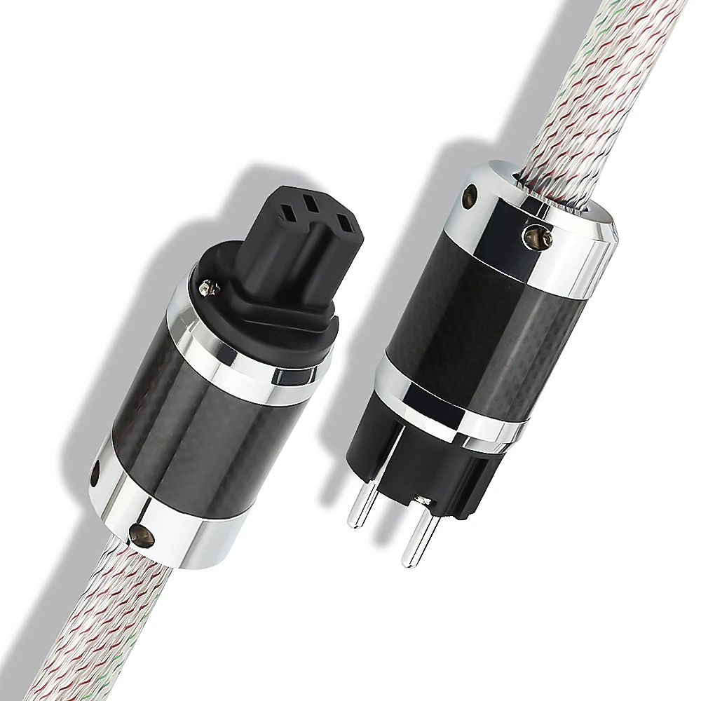 

9cores Nordost Valhalla OFC Copper 7N Silver Plated EU Power Cable power cord with Carbon fiber power plug Hifi Mains cord