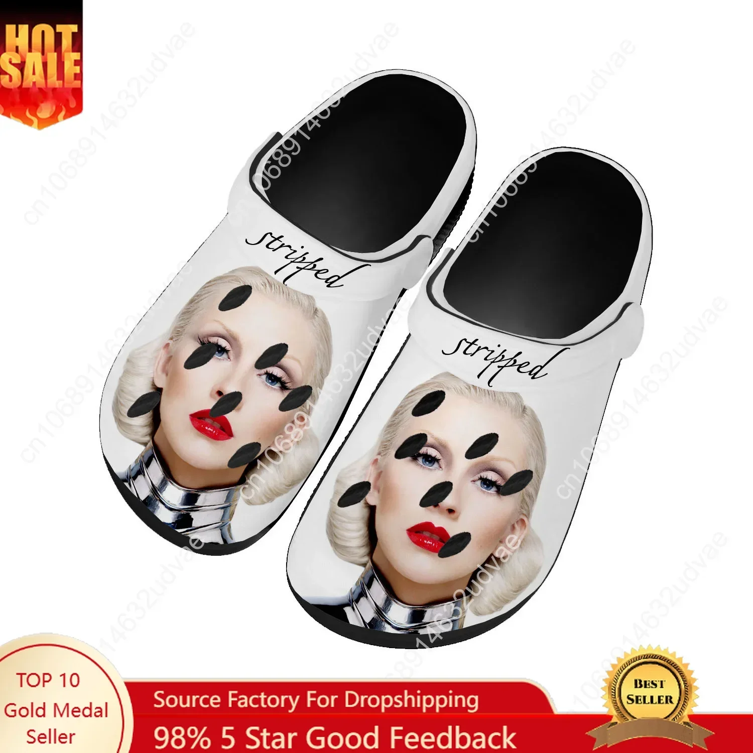 

Christina Aguilera Water Shoes Men Women Teenager Comfortable Home Garden Clogs Custom Sandals Beach Breathable Hole Slippers