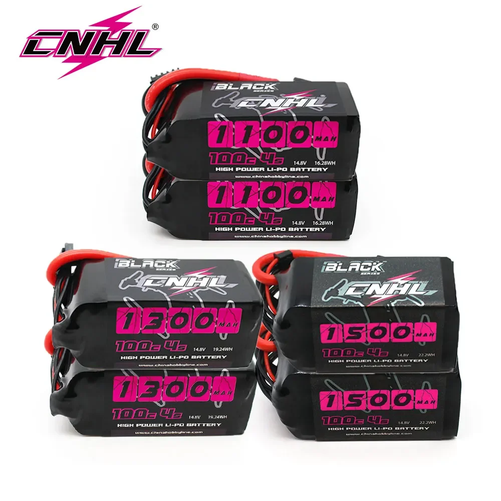 

2PCS CNHL 4S 14.8V Lipo Battery 1100mAh 1300mAh 1500mAh 100C With XT60 Plug For FPV Airplane Drone Quadcopter Helicopter Hobby