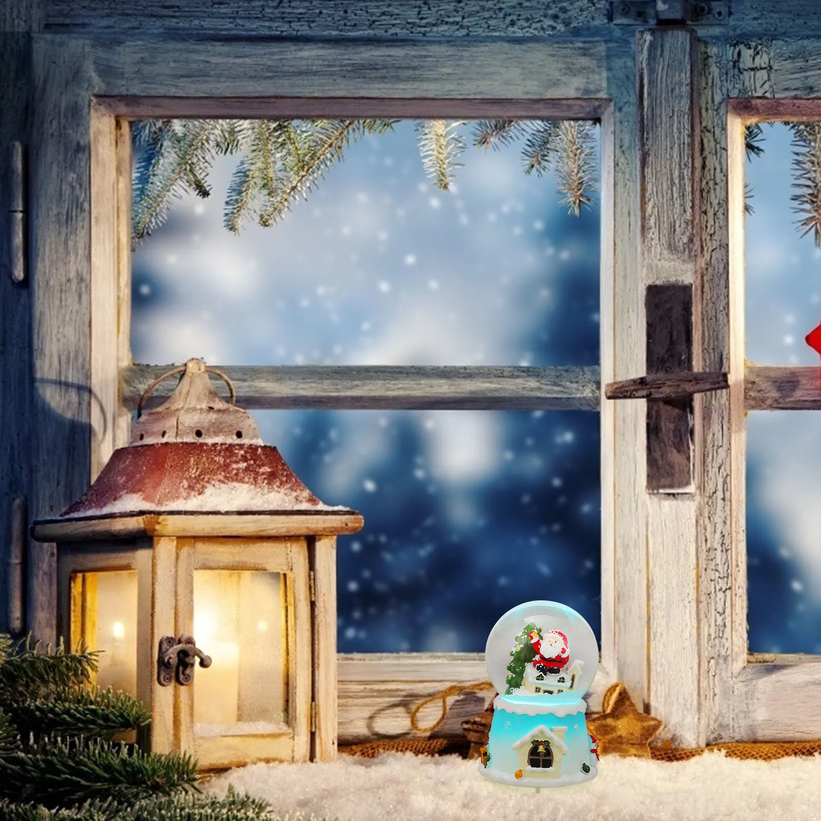 

1Pcs Xmas Luminous Crystal Ball Musical Resin Snow Globe Christmas Decoration Desktop Ornament Gift Luminous Snow Globe