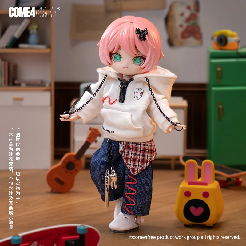 

COME4FREE Daily Series We Need A Ruler Into The Teeth Baby Clothes OB11 Doll BJD Baby Clothes Doll Skirt Clothes