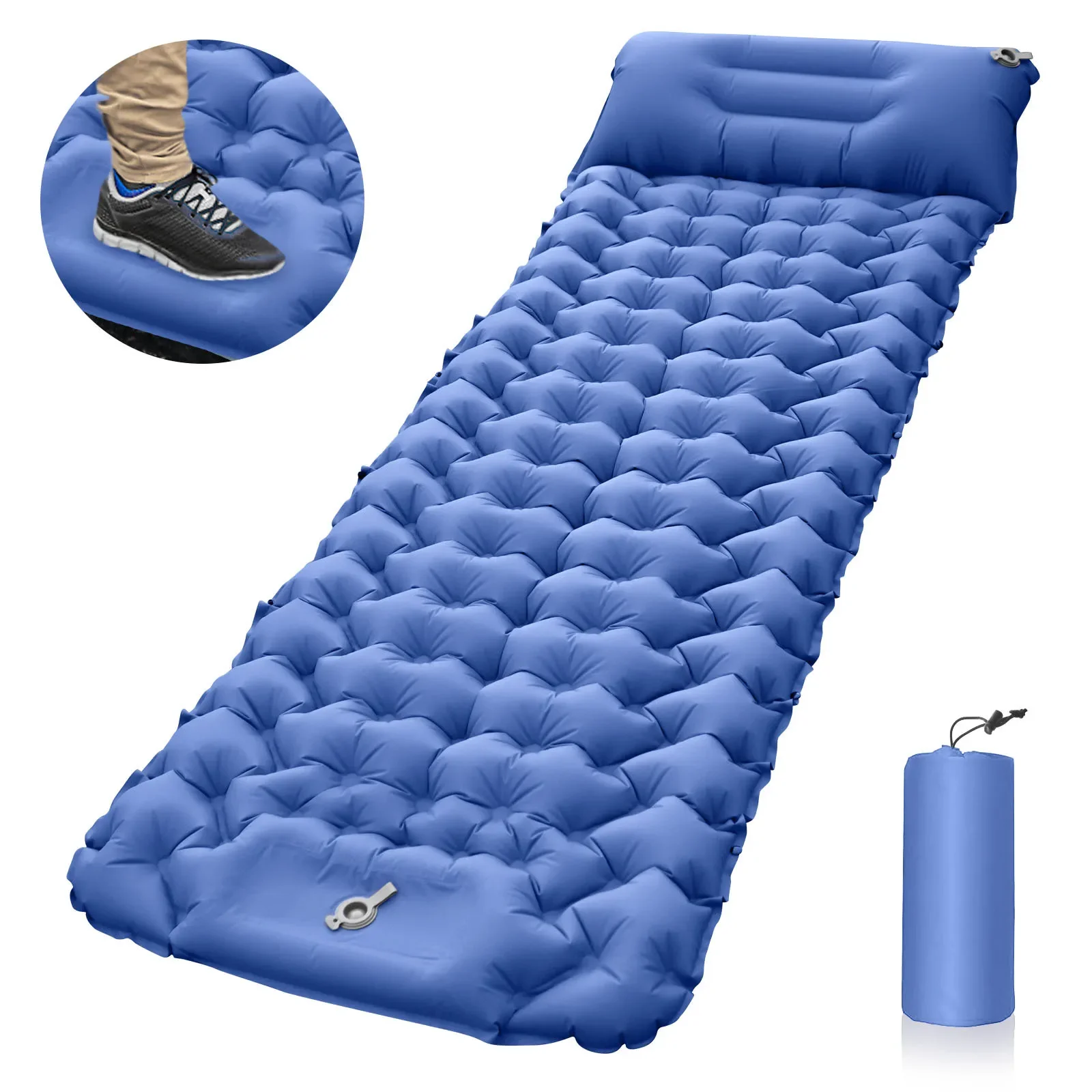 196x68CM Outdoor Sleeping Pad Camping Inflatable Mattress with Pillows Travel Mat Folding Bed Ultralight Air Cushion Hiking Pad