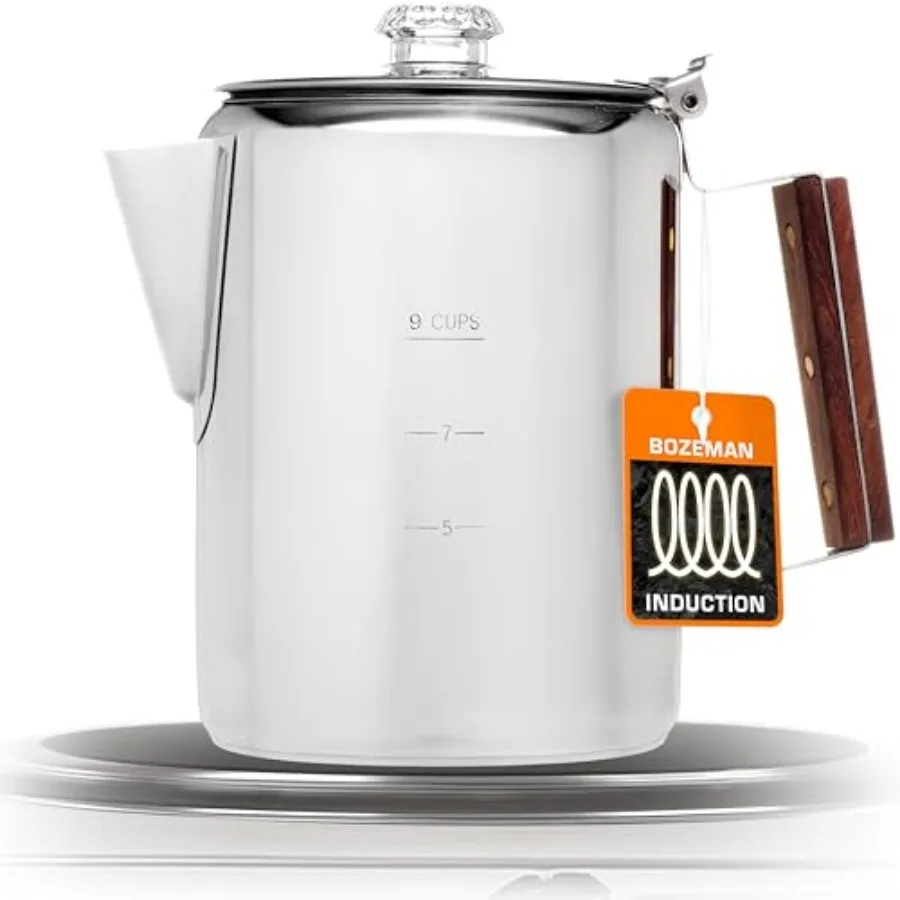 

Bozeman Induction Coffee Maker — Percolator Coffee Pot Coffee Percolator Brews 3 Kinds of Ways: Fire Stovetop and Induction [9