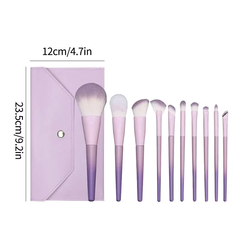 10-teiliges Make-up-Pinsel-Set, tragbar, weich, für Reisen, Make-up-Pinsel-Set für loses Puder, Rouge, Highlight-Pinsel, komplettes Set mit Aufbewahrungstasche
