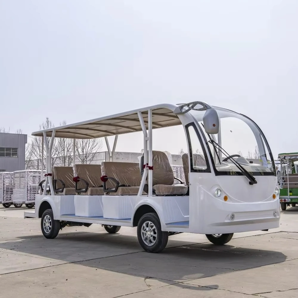 Manufacturer-Direct 14-Passenger Shuttle Bus  72V/100A Battery  CE Certified Specifically for Scenic Area Shuttle Services