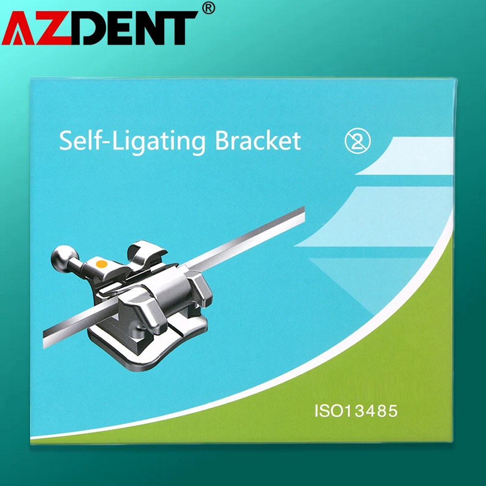 Azdent Dental Orthodontics Active Self-Ligating Brackets With Buccal Tube Mini MBT.022  Roth.022  Hooks 3-4-5 1*28pcs/Pack