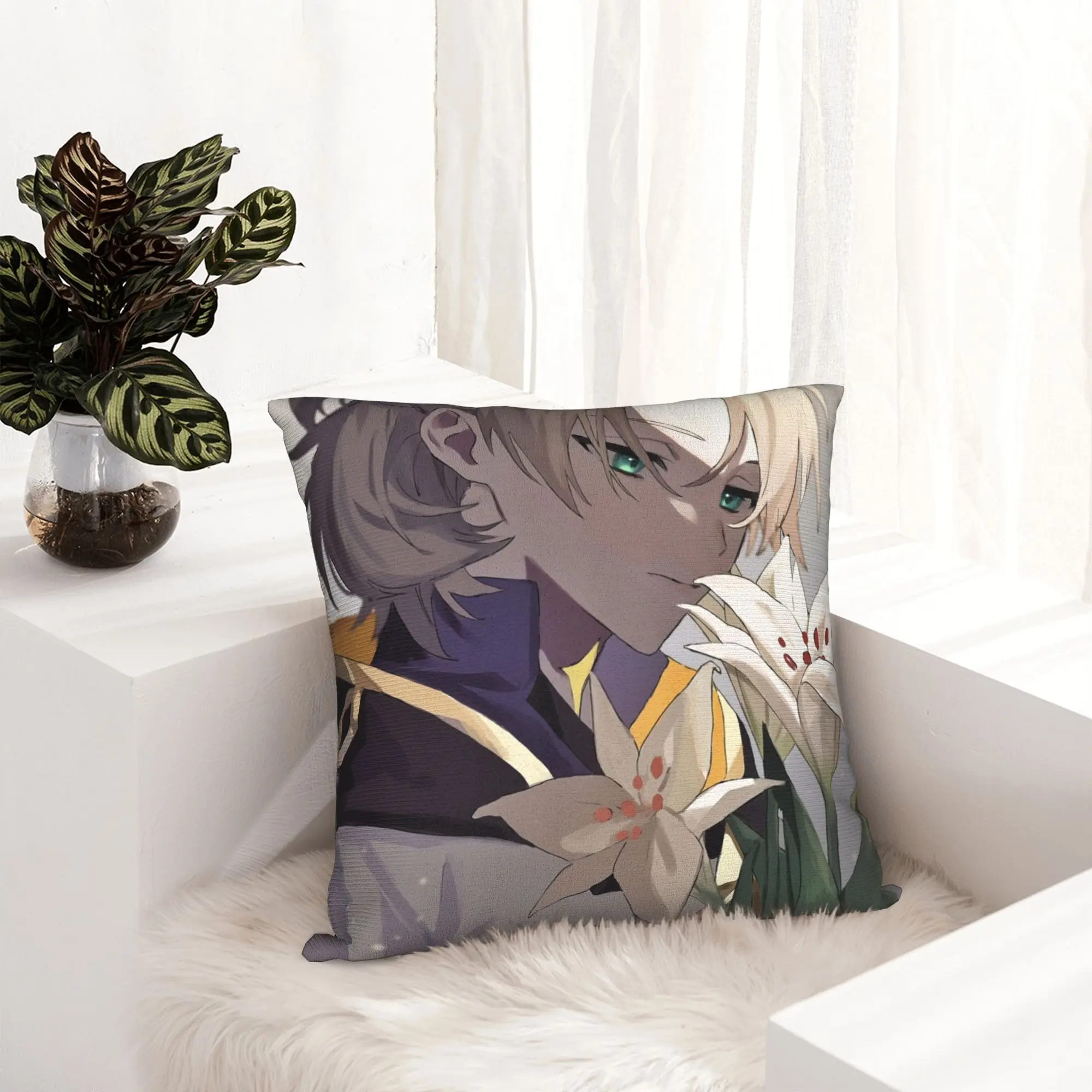 Albedo Genshin Impact Pillowcase Double-sided Printing Polyester Cushion Cover Decorations  Throw Pillow Case Cover Home Square