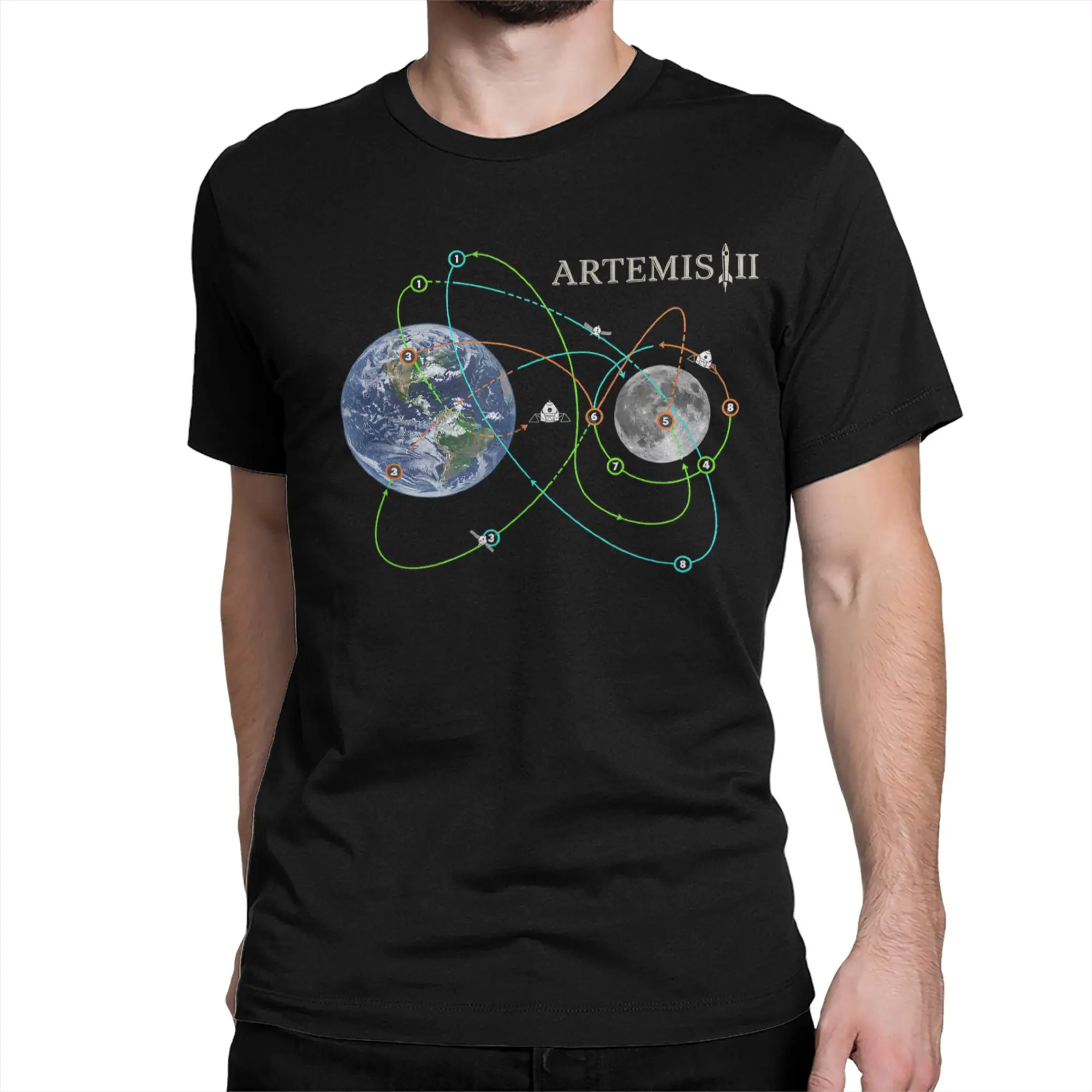 Men Women Artemis Ii Mission Patch Style Space Exploration Rocket T Shirt  Pure Cotton Tops Vintage Tee Shirt Plus Size T-Shirts