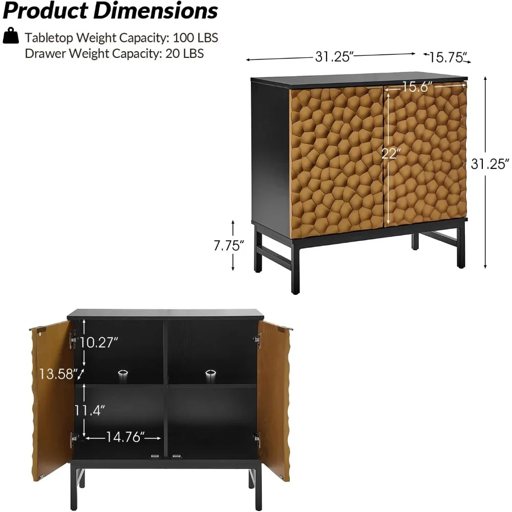 Sideboard Buffet Cabinet with Storage Set of 2 Accent Cabinet with Doors and Adjustable Shelves, Console Table with Storage