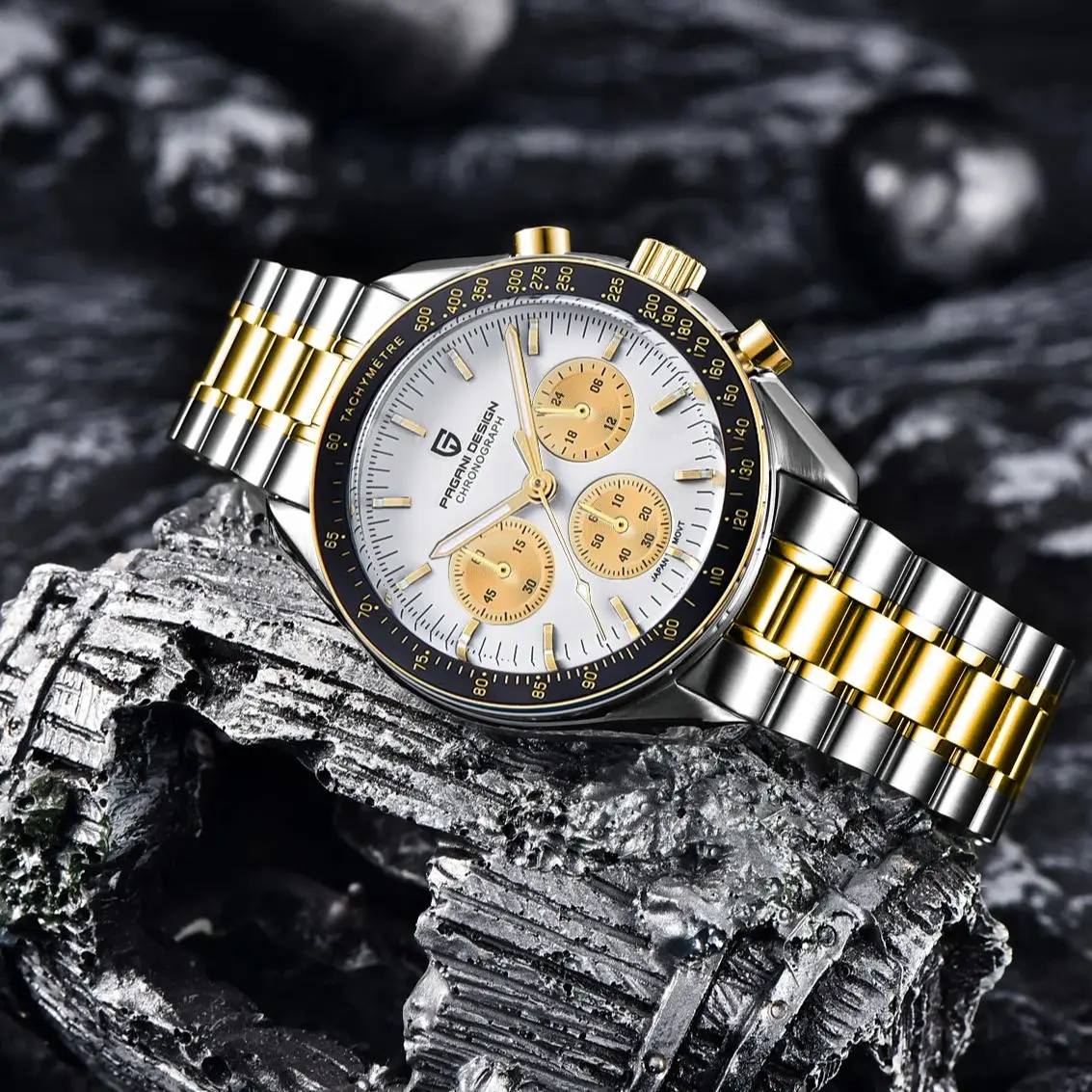 PAGANI DESIGN argent or lune montres 2025 nouvelle montre à Quartz de luxe hommes Date automatique chronographe AR saphir cristal montre-bracelet hommes