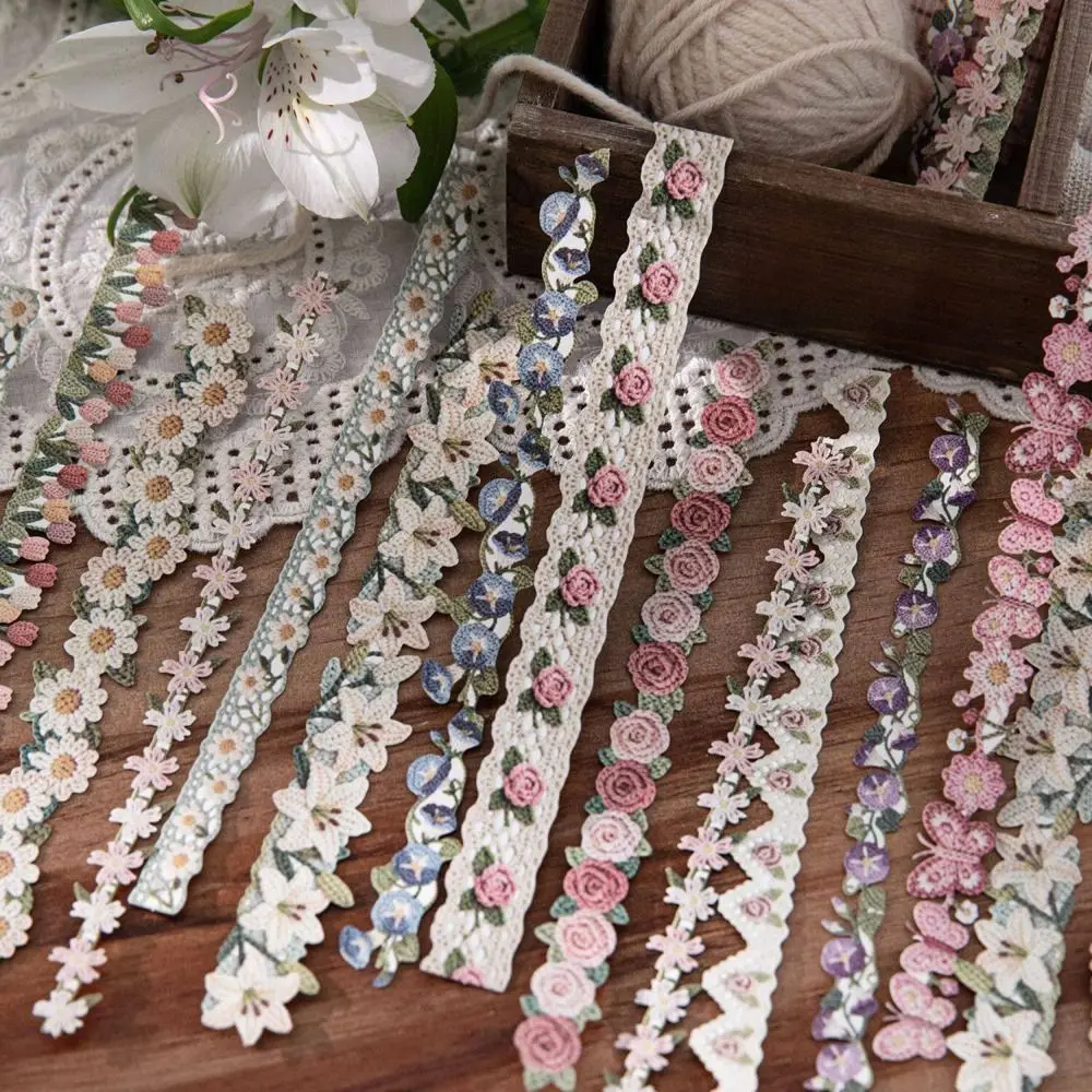 20Pcs/Bag Handmade Crochet Series Sticker Strip Textured Paper DIY Scrapbook Decoration Sweet Gift Cardboard Texture Sticker