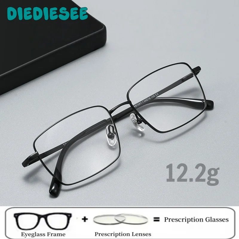 

DIEDIESEE High Quality Ultra Light Men's Half Titanium Glasses Anti Blue Light Business Optics Prescription Glasses BD81041-1