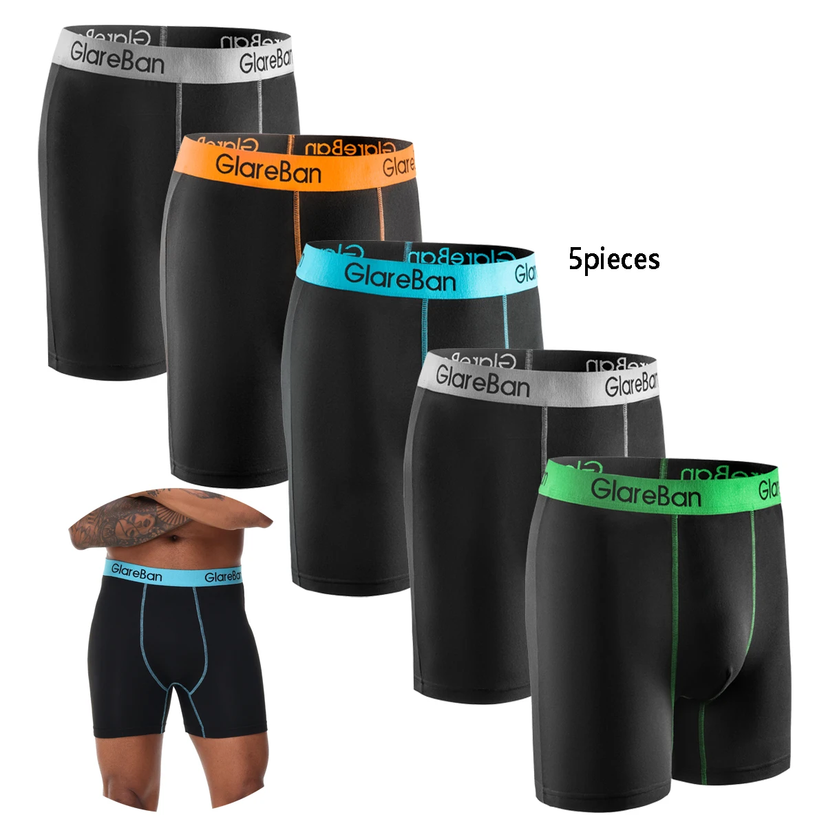 

5pcs Pack Mid-Long Boxer Shorts Brand Briefs Style Men Panties Underwear Male And Underpants For Homme Luxury Set Box Slips