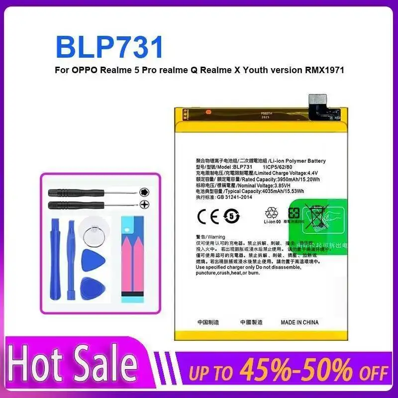 بطارية الهاتف المحمول BLP731 4035Mah لـ oppo Realme 5 Pro Q X إصدار الشباب RMX1971