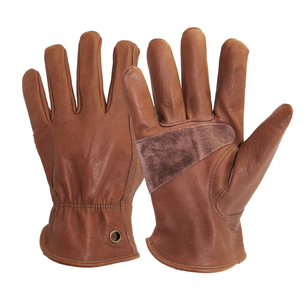 

Brown Top-Grain Cowhide Work Gloves – Heavy-Duty Labor Protection Leather Gloves for Industrial Construction & Daily Wear