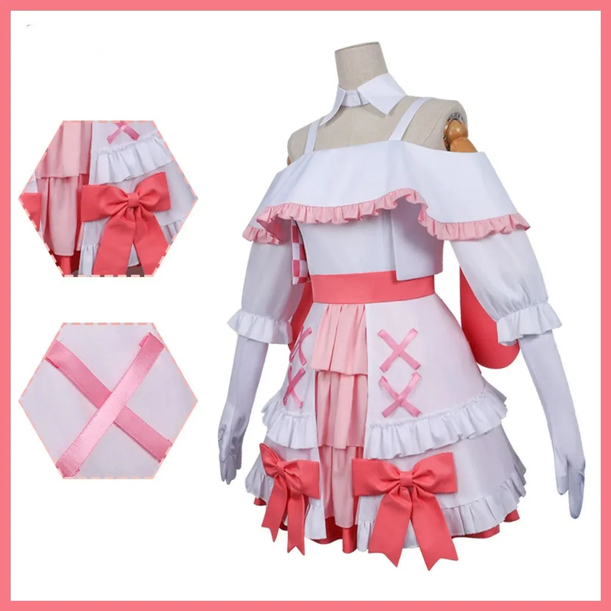 Disfraz de Anime Girls Band Cry Hina, disfraz de Lolita para mujer adulta, bonito vestido de princesa Kawai rosa y blanco, traje de mascarada de Navidad