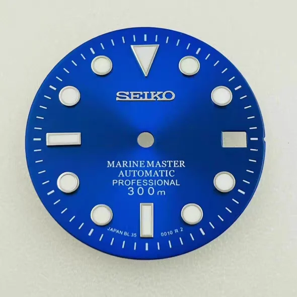 قرص NH35 28.5 ملم / قرص NH36 شعار S أخضر يتوهج في الظلام شبح الماء الغوص وجه ميكانيكي للوجه لـ seiko mod #5