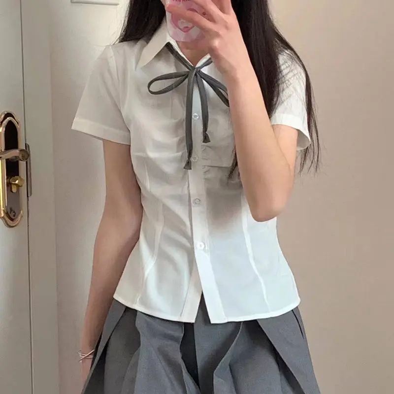 Camicie a maniche corte da donna Jacquard Patchwork Pintuck Camicia ampia Quotidiano Artistico Urbano Ol Lady Moderno Elegante