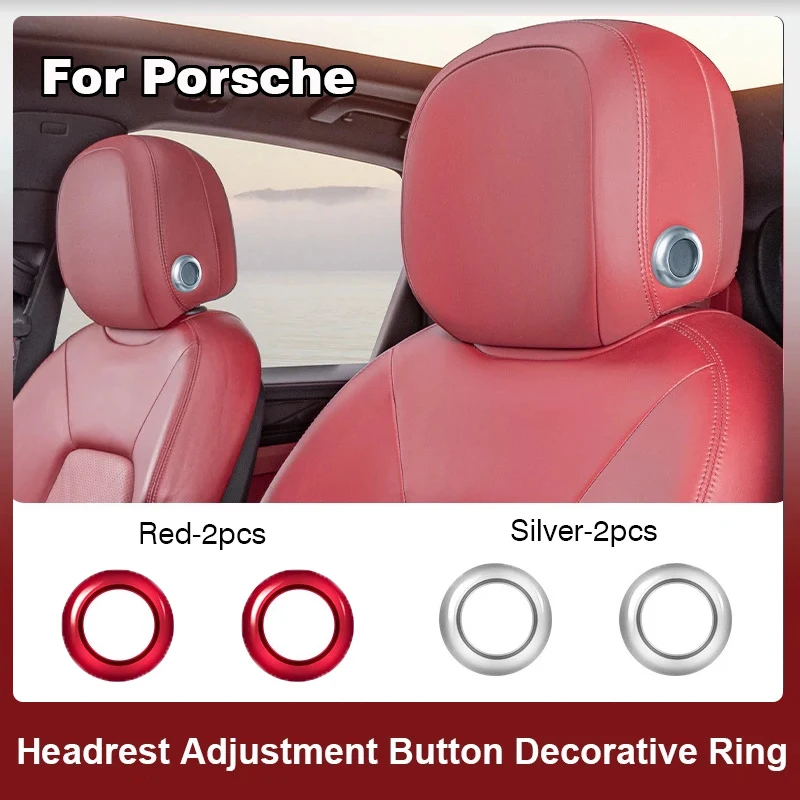 

For Porsche Macan Cayenne Car Seat Headrest Adjustment Button Loops Circles Frame Decoration Ring Cover Interior Modification