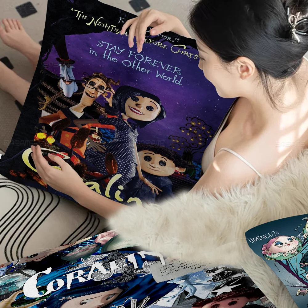 Anime Movie C-Coraline Office Cushion Pillowcase Car Cushion Cover45X45CM Lumbar Pillowcase Sofa Pillowcover