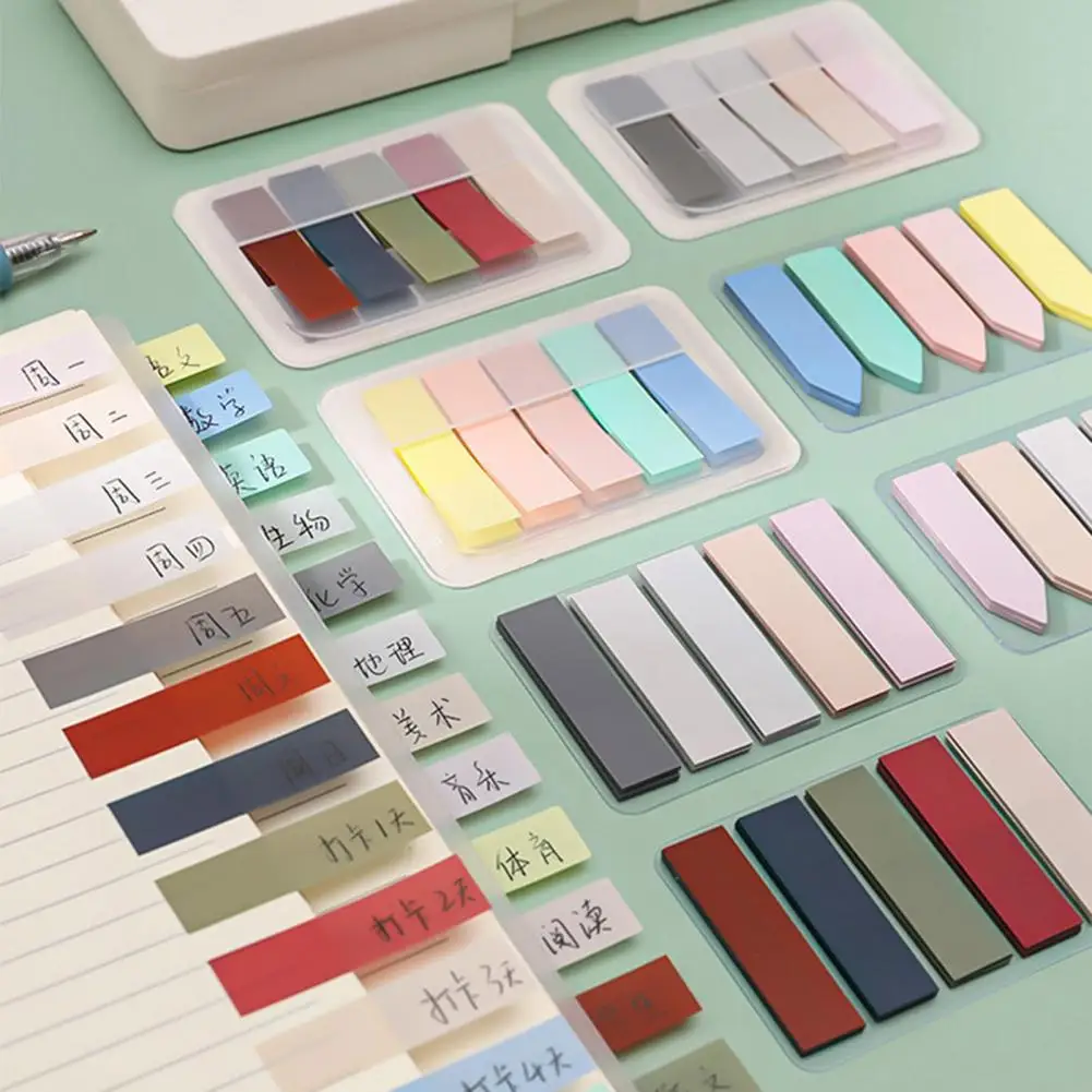 이동식 인덱스 마커 형광 인덱스 스티커 화살표 플래그 탭, 모란디 스티커 노트, 가정용 필수 문구 라벨