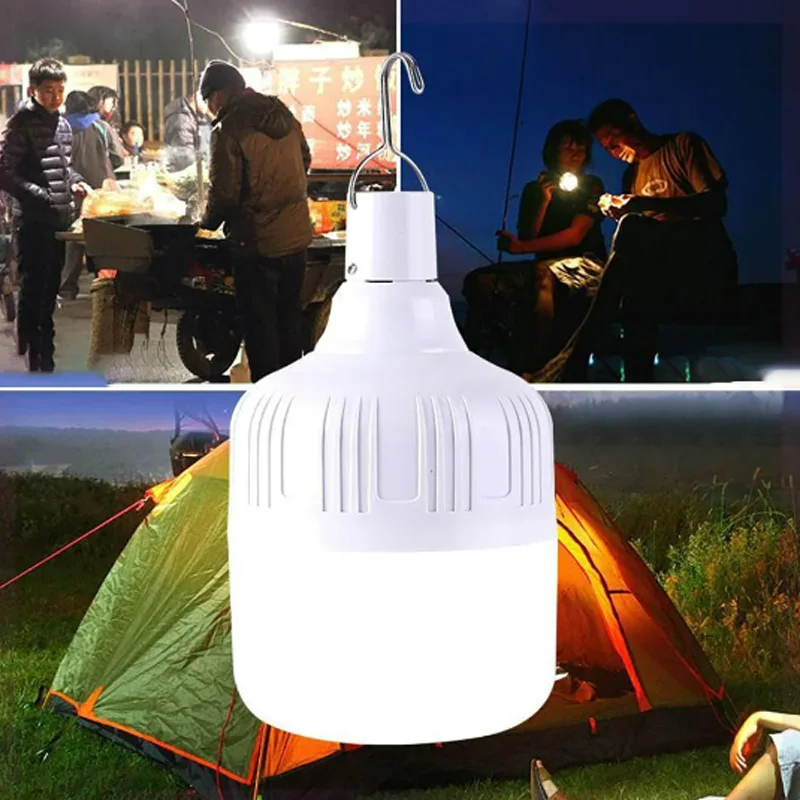 LED Portable Camping Lights 80W Rechargeable Lamp Lantern Emergency Light Tents Lighting Flashlight Equipment Bulb Outdoor Tools