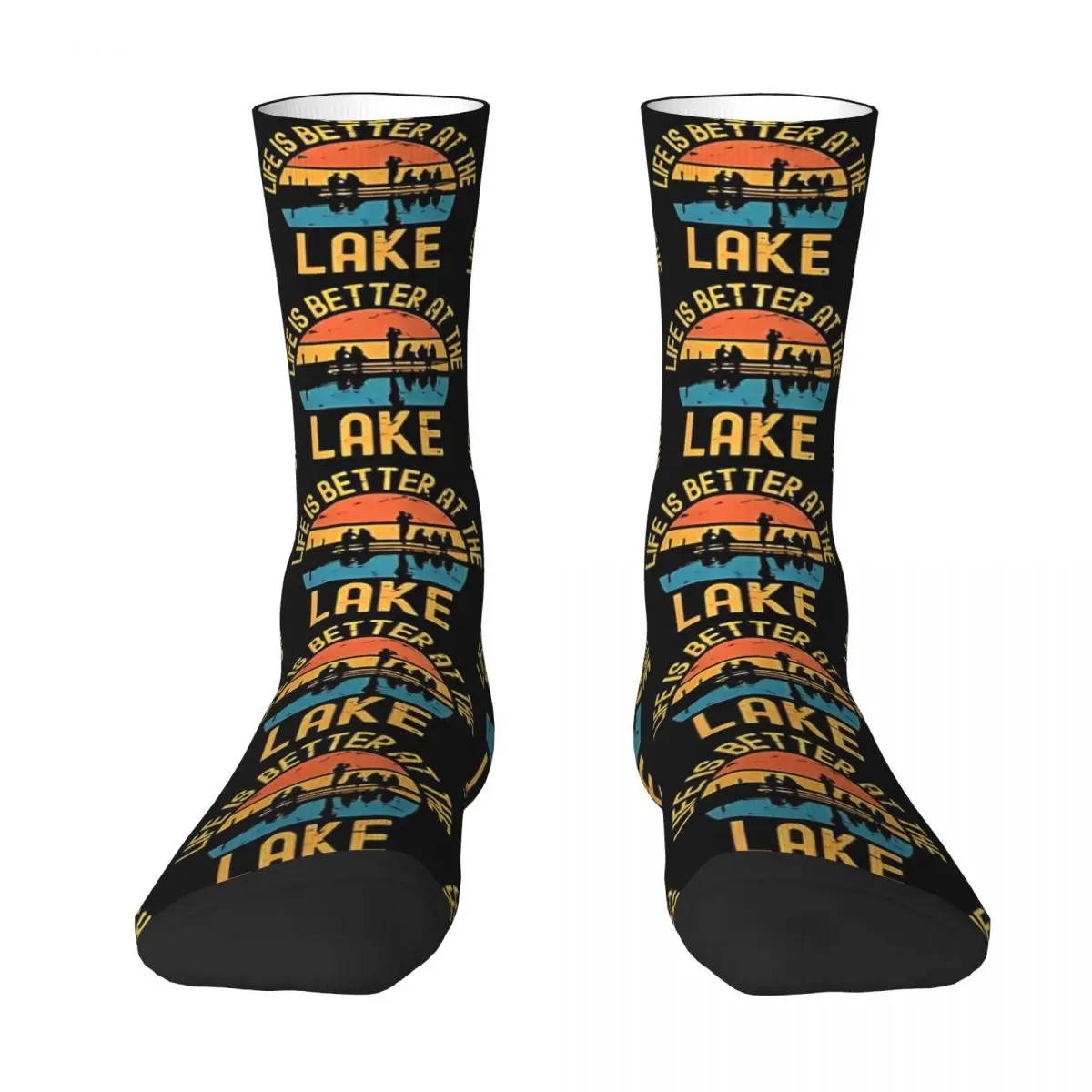 Life Is Better At The Lake Fisherman Fishing Unisex Winter Socks Hiking Happy Socks Street Style Crazy Sock