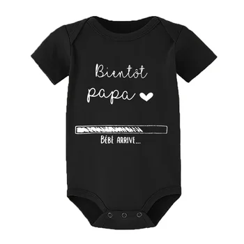 Papa bébé arrive bientôt bébé barboteuse annonce enceinte nouveau-né enfant en bas âge combinaison vêtements d'été présente des cadeaux de douche pour bébé 4