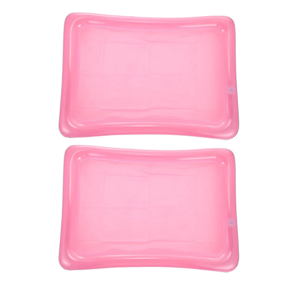 Bandeja de gelo flutuante inflável, 2 peças, suprimentos para festa na piscina, suporte para bebidas, barra de servir gelo inflável, alimentos de grande capacidade
