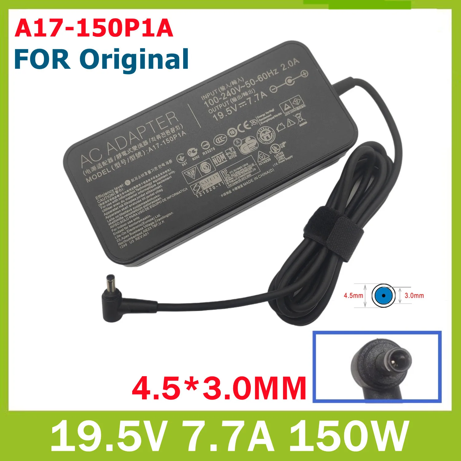 

NEW 19.5V 7.7A 4.5*3.0MM 150W Charger Power Ac Adapter for Asus ZenBook PRO 14 UX580GE UX580GD UX550GD UX550GE UX480FD UX450FD