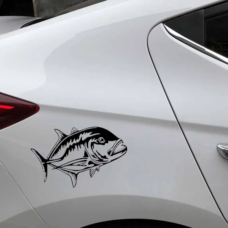 OFK Lifelike Car Sticker Hawaiian Ulua Fish Vinyl Decal Car Window Decor.