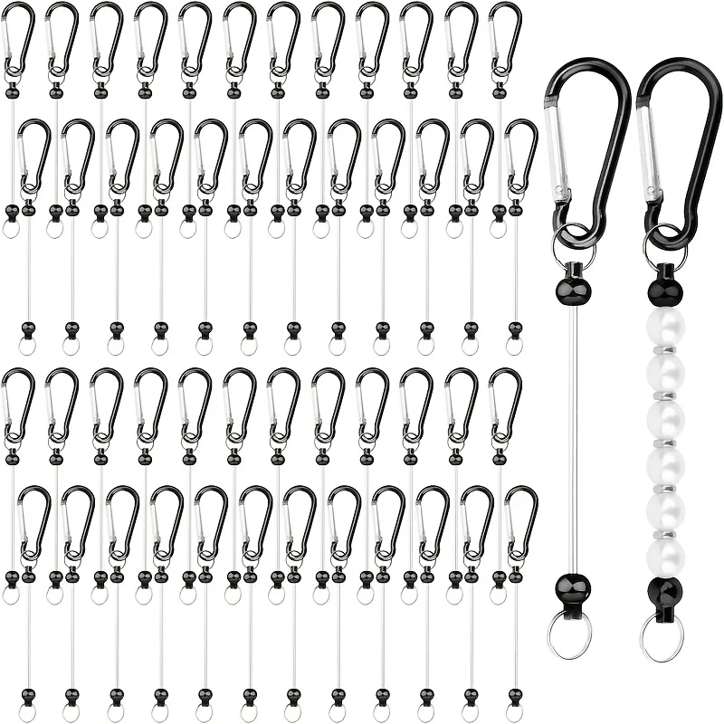 50Pcs Blank Beadable Key Rods DIY Beaded Keychain Making Kit Metal Key Rings Jewelry Craft Accessories Holiday Gift Supplies