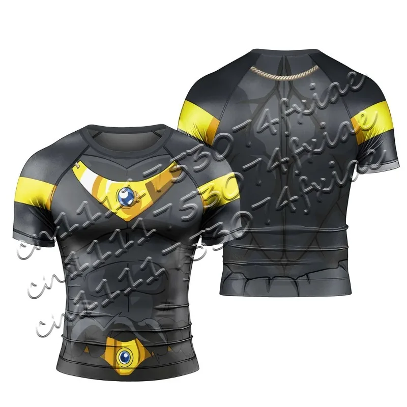 Men Dragon Ball Broly 2026 New Compression Shirt Black Gold Armor Print Quick Dry Short Sleeve Rash Guard for Gym Training & MMA