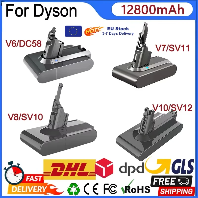 21.6V pour Dyson V6 V7 V8 V10 batterie 12800mAh batterie de remplacement pour Dyson V6 V7 V8 V10 aspirateur batterie Rechargeable