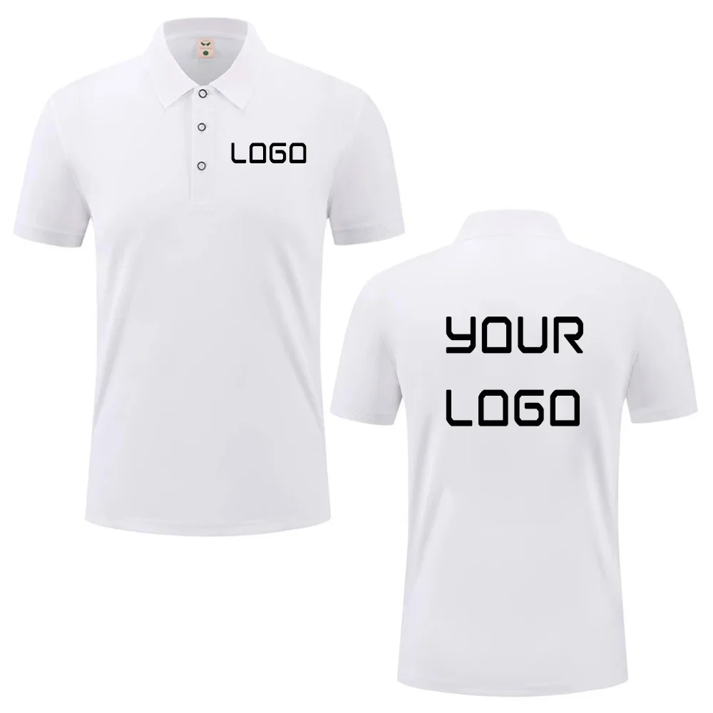 Summer casual polo shirt with custom logo print text image design, breathable workwear short sleeves, polo shirt for men women view 2