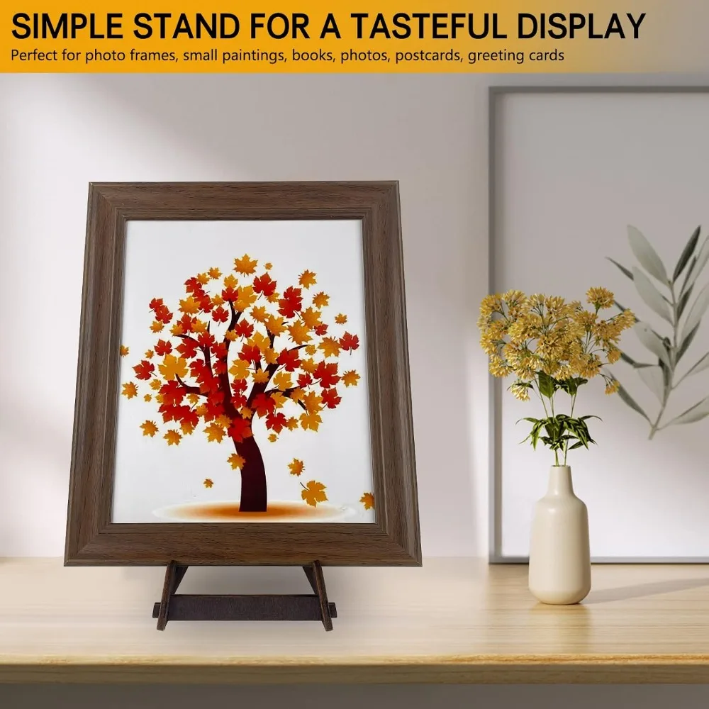2 Pack 8" Wooden Plate Stands - Display Holder for Photos, Books, Plaques, Bowls | Tabletop Decor view 4