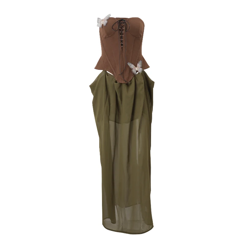 WhereMery Vintage Off Shoulder Sleeveless Long Dresses Sexy Women's Sheath Lace up A-Line Dress Elegant Summer for 2025 Vestidos